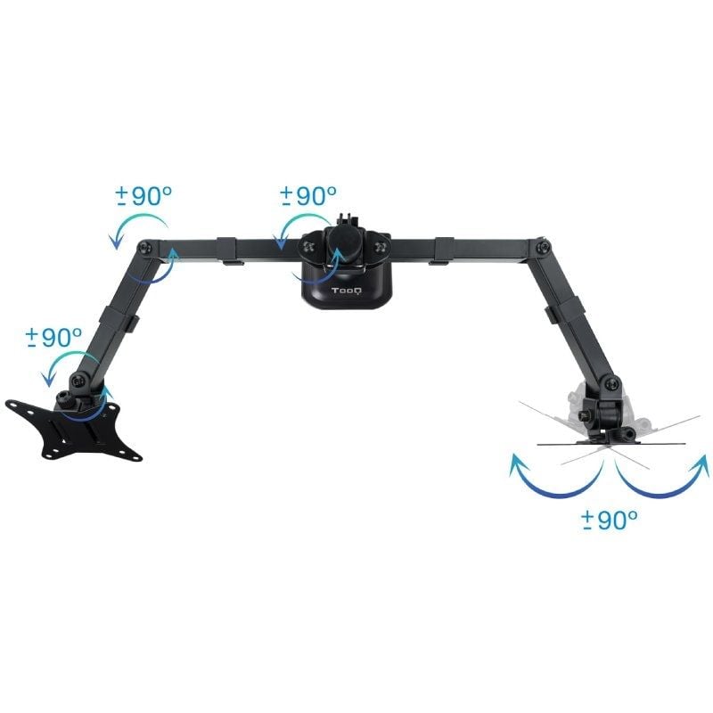 Soporte de Mesa para 2 Monitores TooQ DB1802TN-B/ Giratorio/ Inclinable/ hasta 8kg - Imagen 3