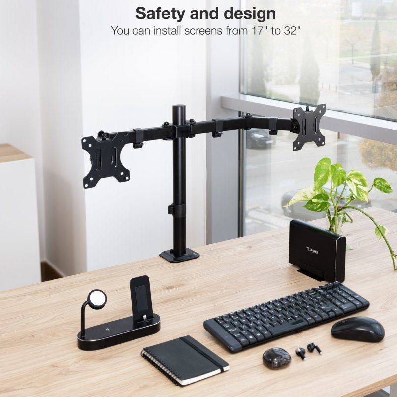 Soporte de Mesa para 2 Monitores TooQ DB1802TN-B/ Giratorio/ Inclinable/ hasta 8kg - Imagen 4
