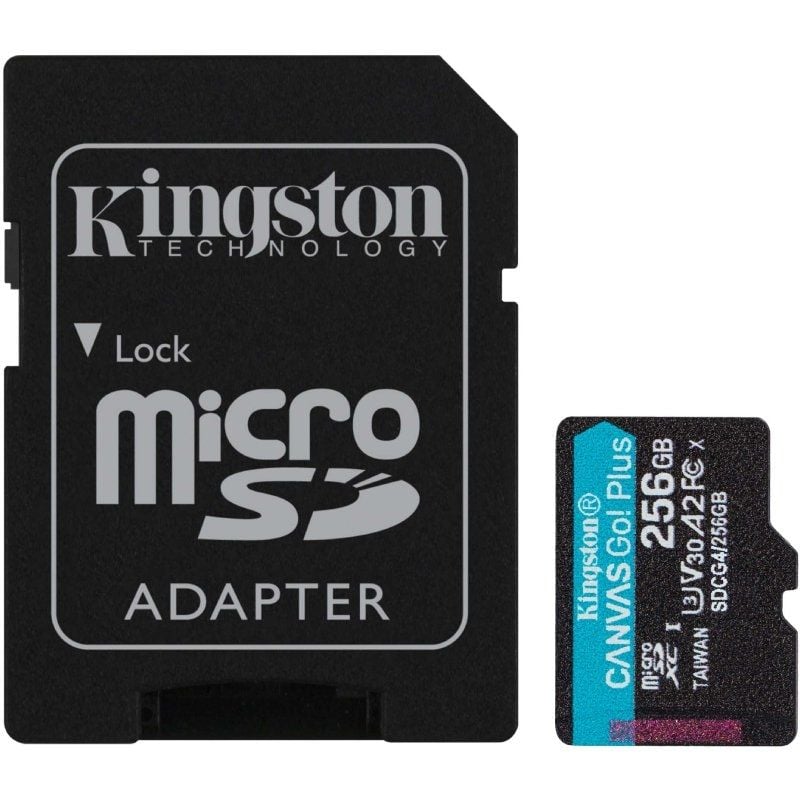 Tarjeta de Memoria Kingston CANVAS Go! Plus 256GB microSD XC con Adaptador/ Clase 10/ 200MBs 740617347999 SDCG4/256GB KIN-MICROSD SDCG4 256GB