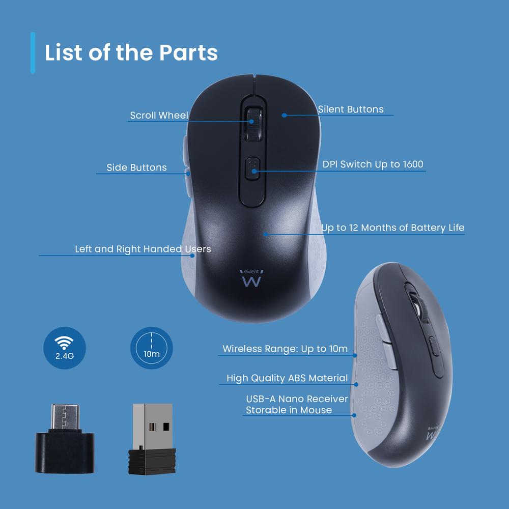 Raton inalambrico ewent ew3204 negro - Imagen 5