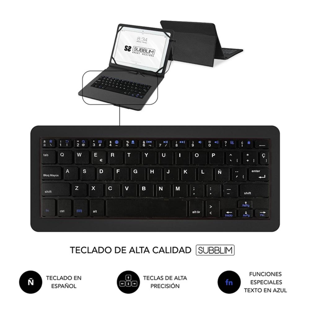 Funda + teclado subblim para tablet 10.1 pulgadas negro - Imagen 3