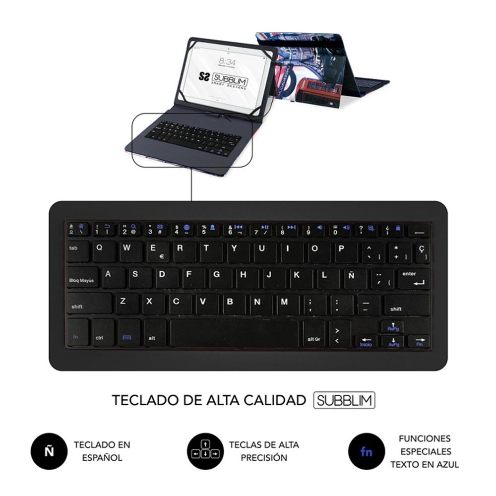 Funda + teclado subblim keytab usb tipo c 10.1 pulgadas england - Imagen 3