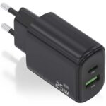 Cargador de Pared GaN Aisens A110-0912/ 1xUSB Tipo-C/ 1xUSB/ 25W/ Negro 8435739902400 A110-0912 AIS-CARGA A110-0912