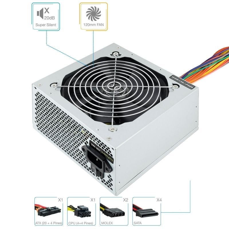 Fuente de Alimentación TooQ TQEP-500SSE/ 500W/ Ventilador 12cm - Imagen 2
