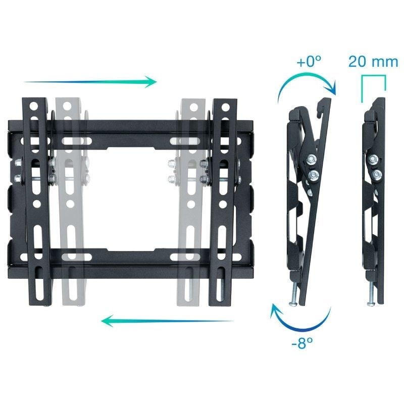 Soporte de Pared Inclinable TooQ LP1044T-B para TV de 23-43"/ hasta 45kg - Imagen 2