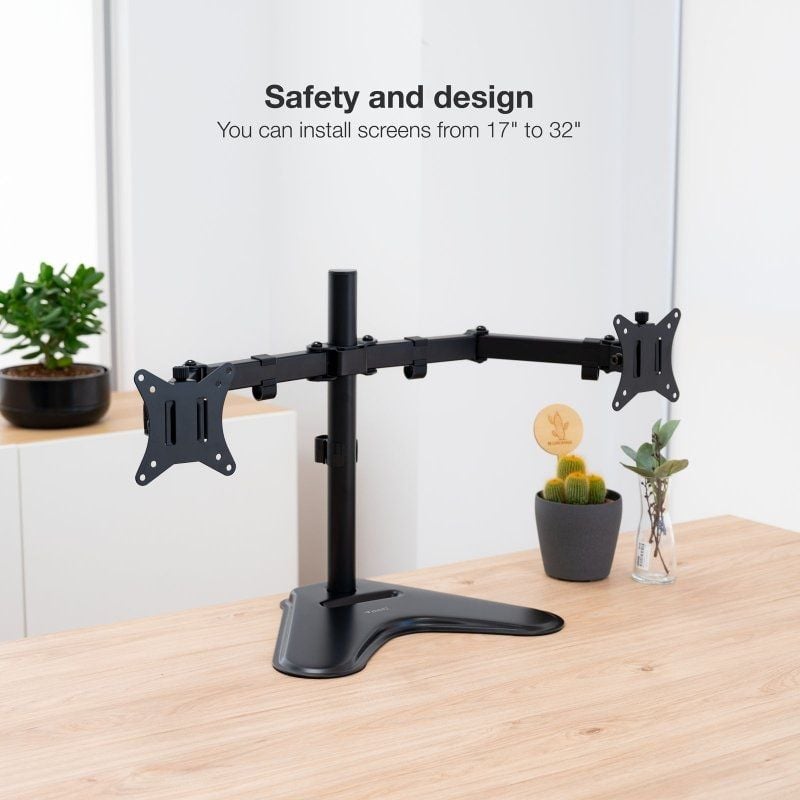 Soporte de Sobremesa para 2 Monitores TooQ DB1702TN-B/ Giratorio/ Inclinable/ hasta 9kg - Imagen 4