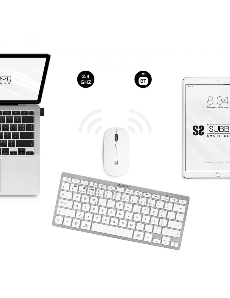 Teclado + raton subblim combo plata portugues - Imagen 2