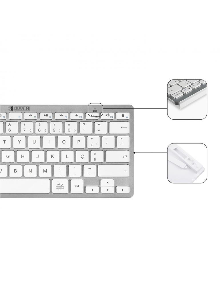 Teclado + raton subblim combo plata portugues - Imagen 6