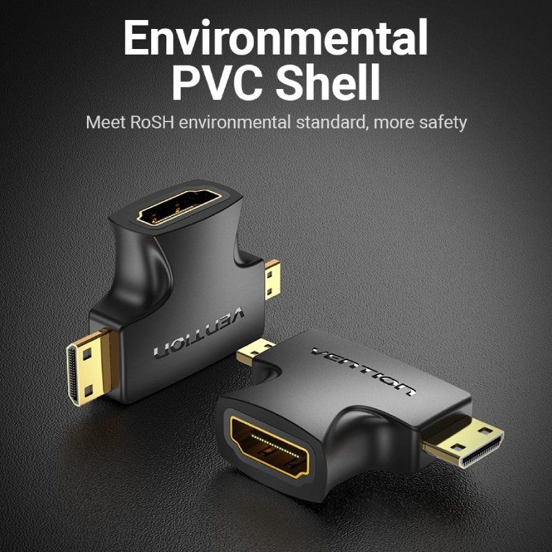 Adaptador HDMI 2 en 1 Vention AGFB0/ HDMI Hembra - Micro HDMI Macho - Mini HDMI Macho - Imagen 5