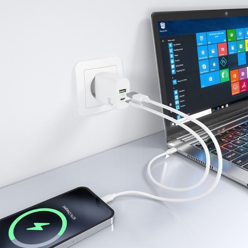 Cargador de Pared GaN Aisens A110-0923/ 1xUSB Tipo-C/ 1xUSB/ 30W/ Blanco - Imagen 5