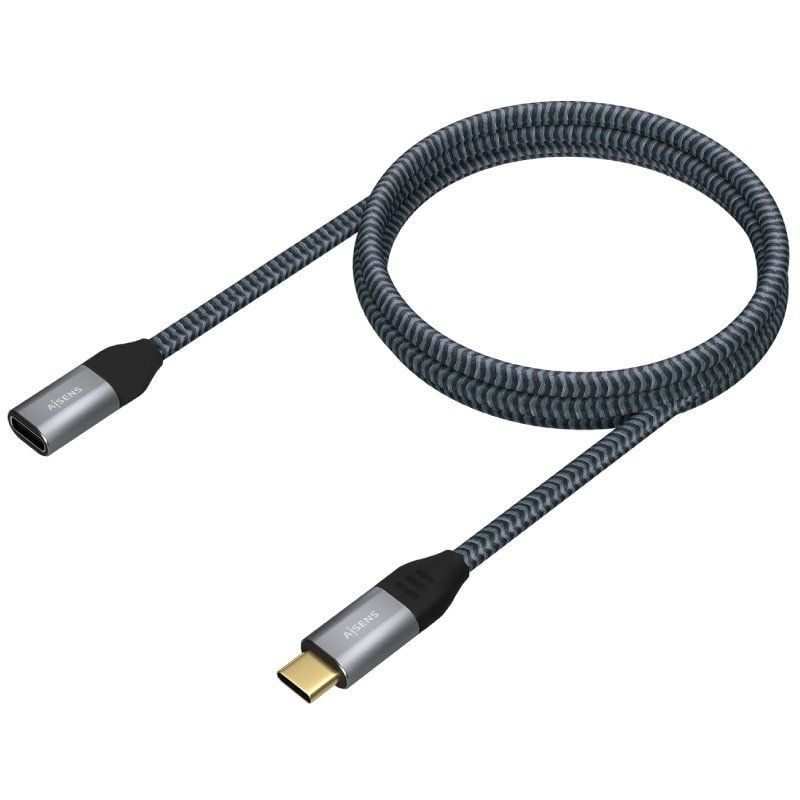 Cable Alargador USB 3.2 Tipo-C Aisens A107-0635 20GBPS 5A 100W/ USB Tipo-C Macho - USB Tipo-C Hembra/ Hasta 100W/ 2500Mbps/ 1m/ Gris - Imagen 2