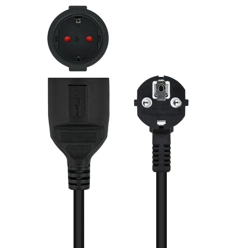 Cable Alargador de Corriente Nanocable 10.22.0602-BK/ Schuko Hembra - Schuko Macho/ 2m/ Negro - Imagen 3
