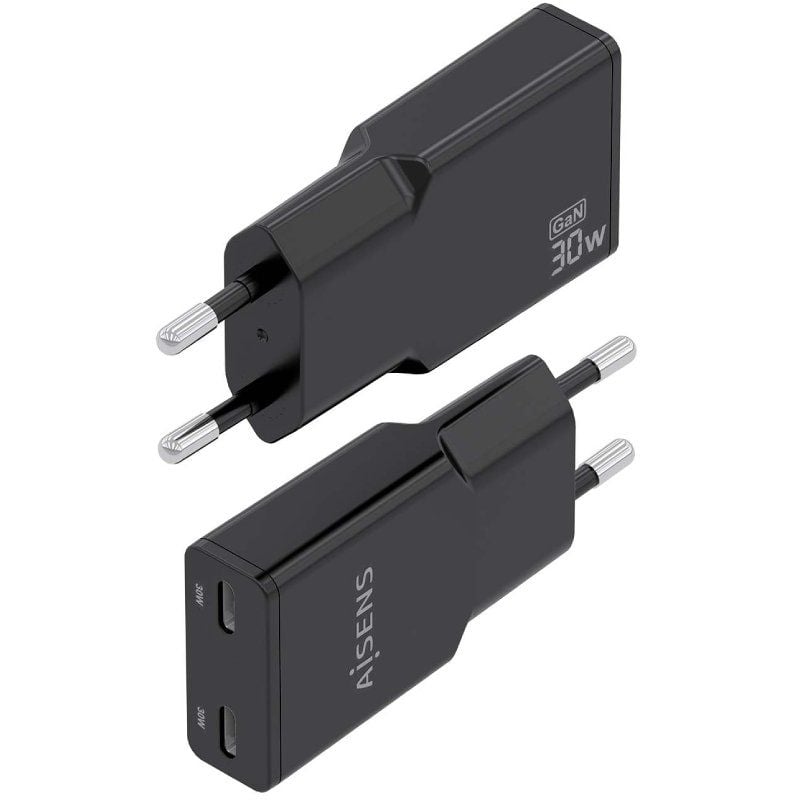 Cargador de Pared GaN Aisens ASCH-30W2P049-BK/ 2xUSB Tipo-C/ 30W/ Negro - Imagen 3