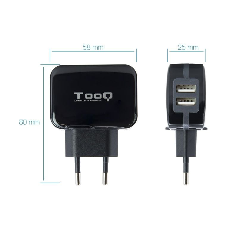 Cargador de Pared TooQ TQWC-1S02/ 2xUSB/ 17W - Imagen 2