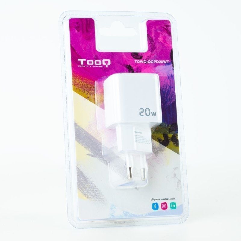 Cargador de Pared TooQ TQWC-QCPD20WT/ 1xUSB-Tipo C/ 1x USB/ 20W/ Blanco - Imagen 5