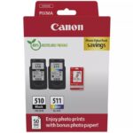 Cartucho de Tinta Original Canon PG-510 + CL-511 Multipack/ Negro/ Tricolor + Papel Fotográfico 8714574679648 2970B017 CAN-MULTIPACK 2970B017