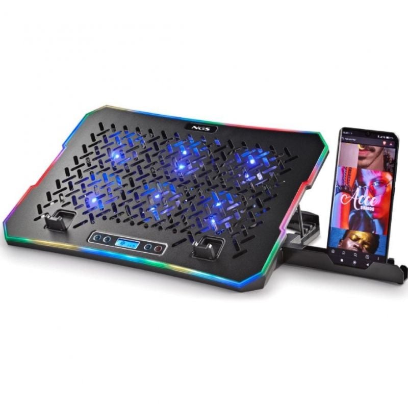 Soporte Refrigerante NGS Hero Stand para Portátiles hasta 15.6"/ Iluminación LED 8435430626964 HEROSTAND NGS-REF HEROSTAND BK