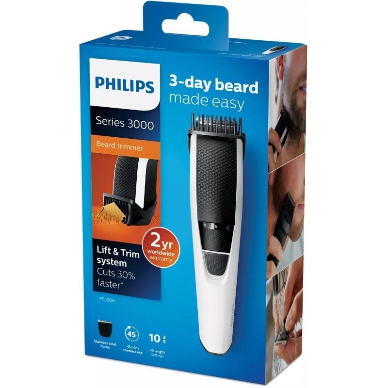 Cortabarbas Philips Beardtrimmer series 3000 BT3206/14/ con Batería/ 4 Accesorios - Imagen 4