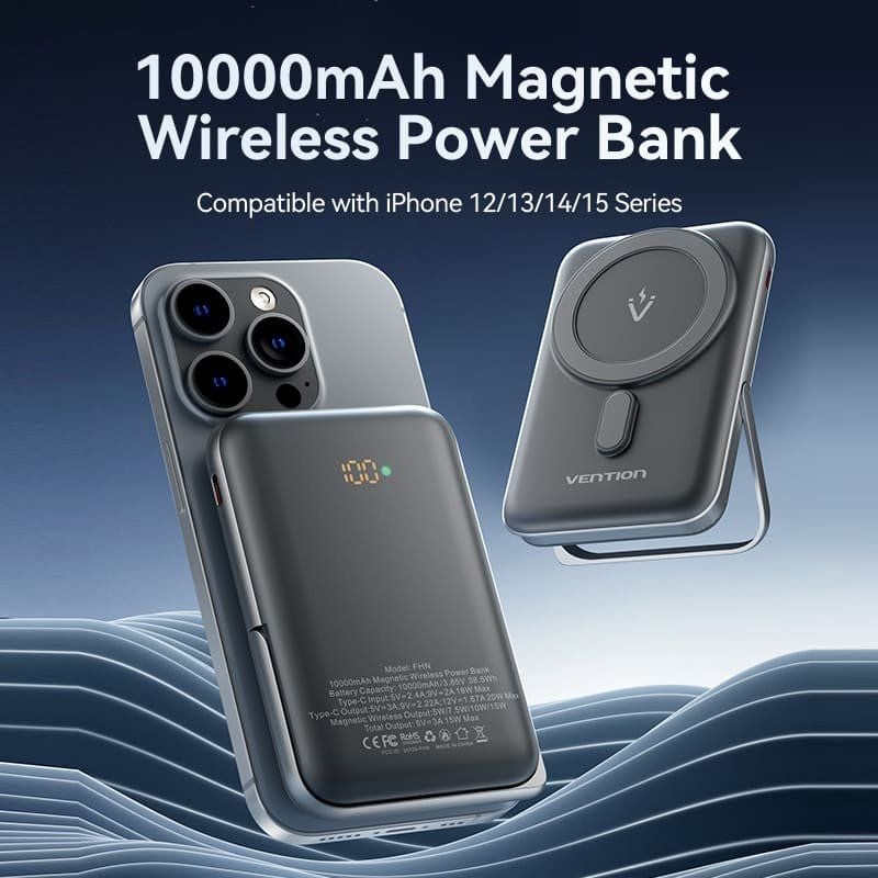 Powerbank 10000mAh Vention FHNW0/ 20W/ Wireless/ Blanca - Imagen 2