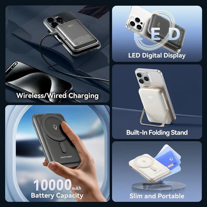 Powerbank 10000mAh Vention FHNW0/ 20W/ Wireless/ Blanca - Imagen 3