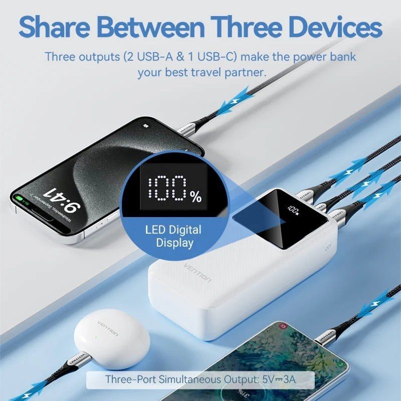 Powerbank 30000mAh Vention FHMB0/ 22.5W/ Negra - Imagen 4