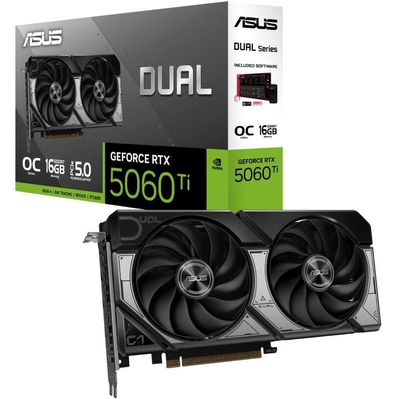 Tarjeta Gráfica Asus Dual GeForce RTX 5060 Ti OC/ 16GB GDDR7 4711387994306 90YV0MH0-M0NA00 ASU-GF RTX5060TI D OC 16G