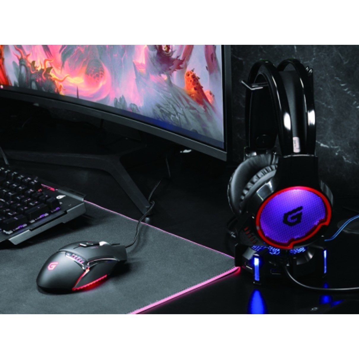Auricular gaming conceptronic athan01b 7.1 luces led 7 colores para pc - ps4 - Imagen 3