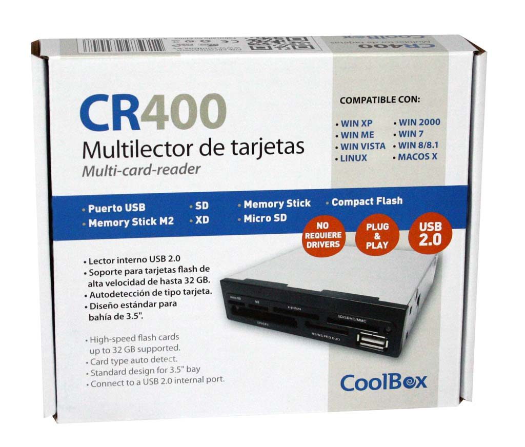 Lector tarjetas memoria y usb coolbox cr400 3.5'' interno - Imagen 3