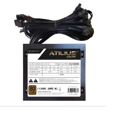 Fuente alimentacion unykach gaming atilius 2.0 black 650w atx 80+ bronze - Imagen 2