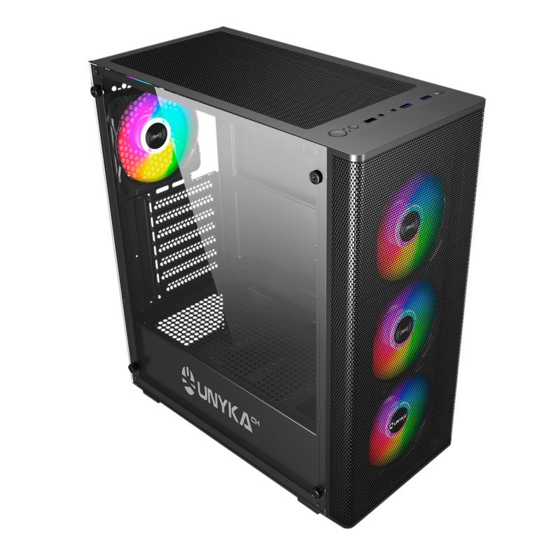 Caja ordenador gaming unykach mir 100 atx argb cristal templado negro - Imagen 4