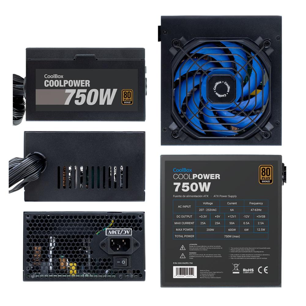 Fuente de alimentacion coolbox coolpower gaming atx 750w - Imagen 3