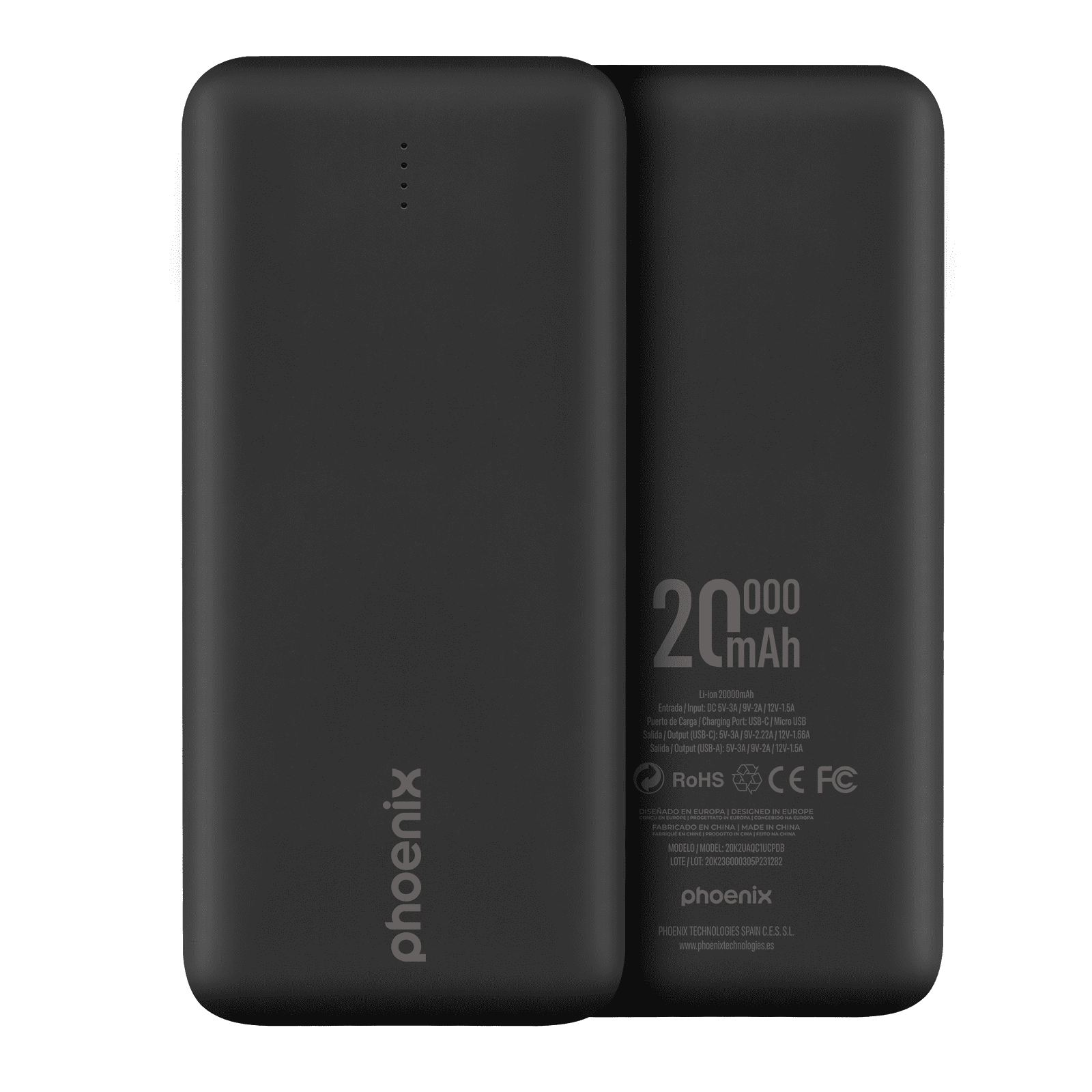 Phoenix powerbank batería externa 20000mah con 2 usb carga rapida y 1 usb tipo c pd - Imagen 5