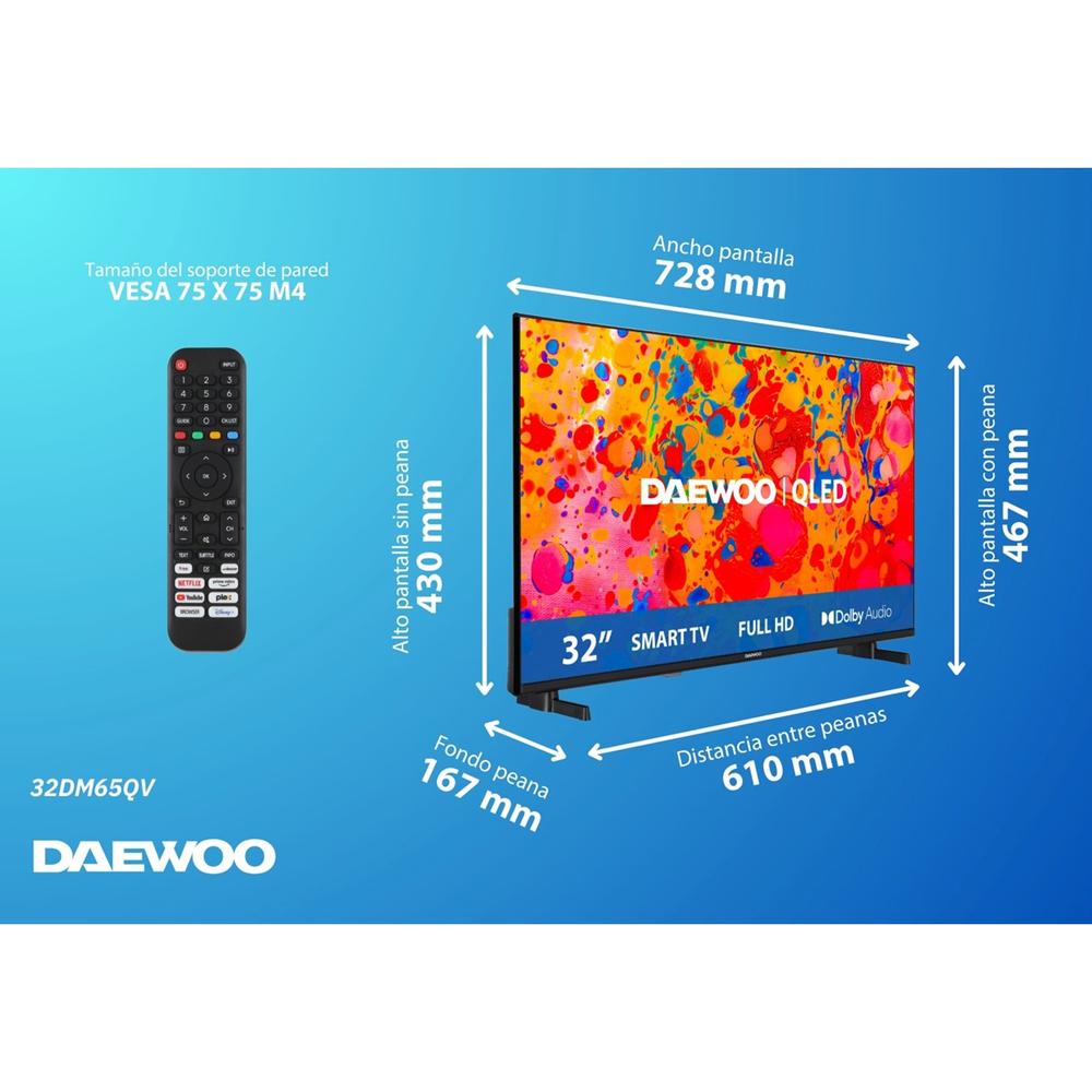 Tv daewoo 32 pulgadas qled fhd - 32dm65qv - smart tv - Imagen 5