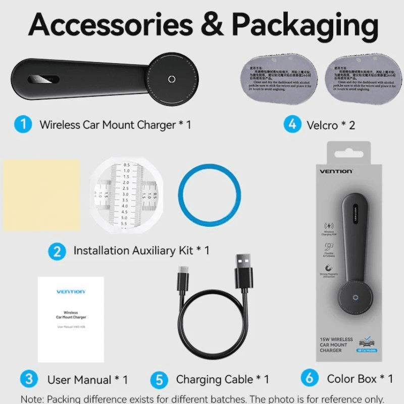 Cargador de Coche Inalámbrico Vention KSKB0/ 15W - Imagen 4