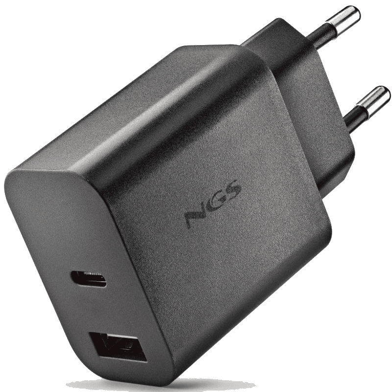 Cargador de Pared GaN NGS Era 30W/ 1xUSB Tipo-C/ 1xUSB/ 30W 8435430626155 ERA30WBLACK NGS-CARGA ERA 30W BK