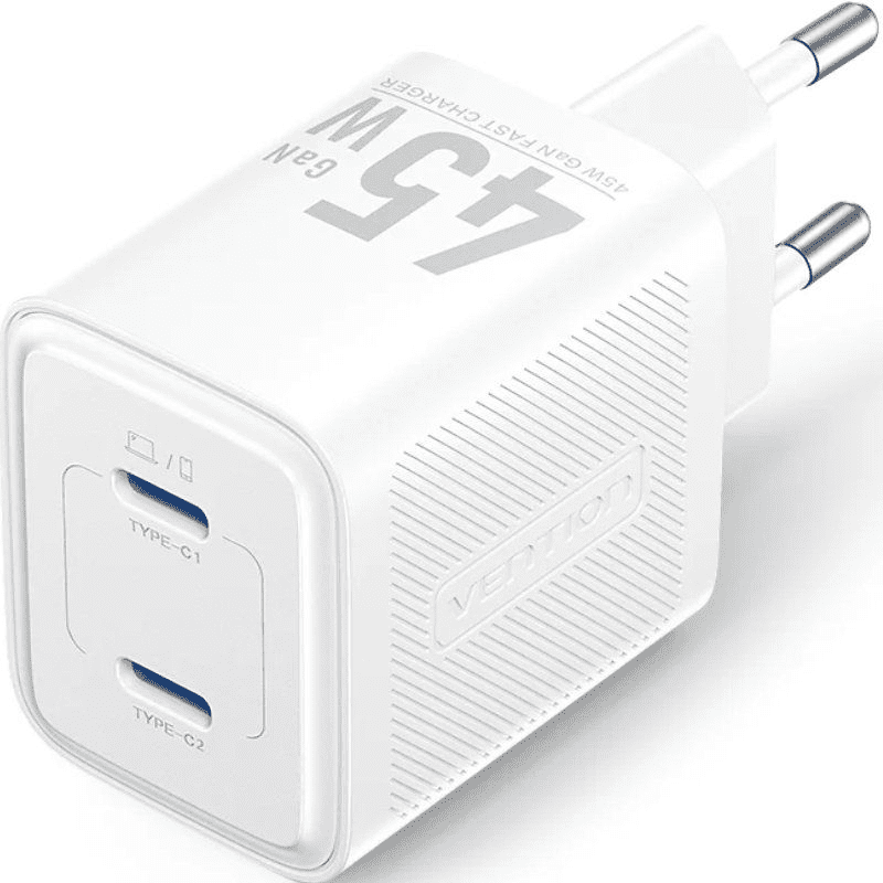 Cargador de Pared GaN Vention FEFW0-EU/ 2xUSB Tipo-C/ 45W 6922794790209 FEFW0-EU VEN-CARGA FEFW0-EU