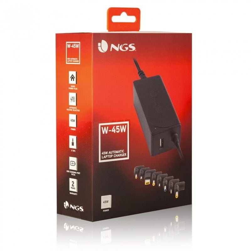 Cargador de Portátil NGS W-45W/ 1xUSB/ 45W/ Automático/ 8 Conectores/ Voltaje 19-20V - Imagen 3