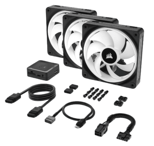 Corsair Air CO-9051002-WW sistema de refrigeración para ordenador Carcasa del ordenador Ventilador 12 cm Negro, Blanco 3 pieza(s) - Imagen 7