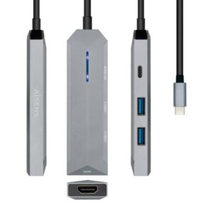Docking USB Tipo-C Aisens ASUC-4P002-GR/ 1xHDMI 4K/ 2xUSB/ 1xUSB Tipo-C PD/ Gris 8436574707588 ASUC-4P002-GR AIS-HUB ASUC-4P002-GR