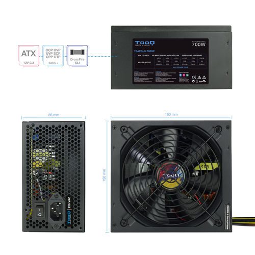 FUENTE ALIMENTACION 700W TOOQ PFC-ACTIVO 5SATA 14CM ATX - Imagen 5