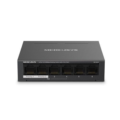 Mercusys MS106LP switch Gestionado Fast Ethernet (10/100) Energía sobre Ethernet (PoE) Negro 6957939001148 | P/N: MS106LP | Ref. Artículo: 1367774