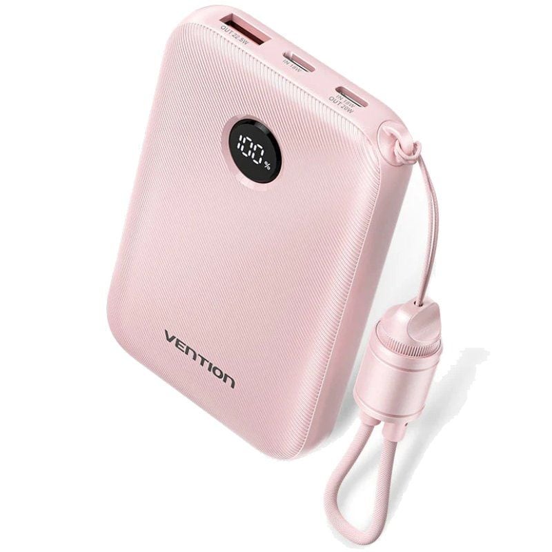 Powerbank 10000mAh Vention FKAP0-C/ 22.5W/ Rosa/ Incluye Cable USB Tipo-C 6922794791299 FKAP0-C VEN-BAT FKAP0-C