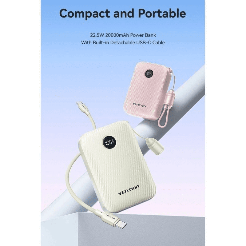 Powerbank 20000mAh Vention FKBB0-C/ 22.5W/ Negro/ Incluye Cable USB Tipo-C - Imagen 2