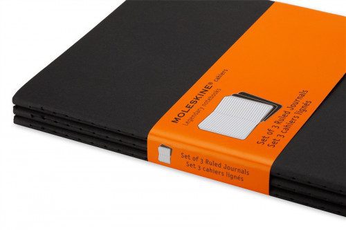 SET DE 3 LIBRETAS CAHIER NEGRAS L (13X21CM) RAYAS MOLESKINE QP316 - Imagen 4
