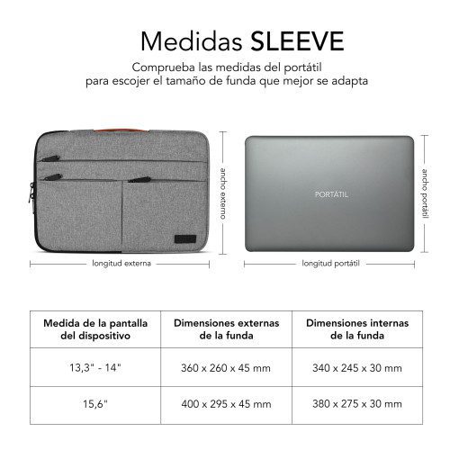 SUBBLIM Funda Air Padding 360 Sleeve 15,6" Light Grey - Imagen 7