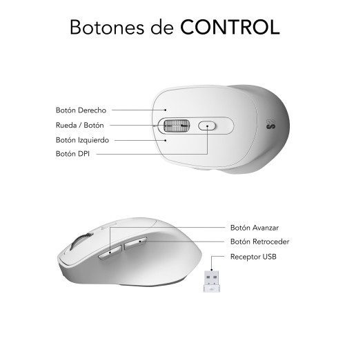 SUBBLIM Ratón CURVE ERGO DUAL MOUSE BATTERY BLACK - Imagen 6