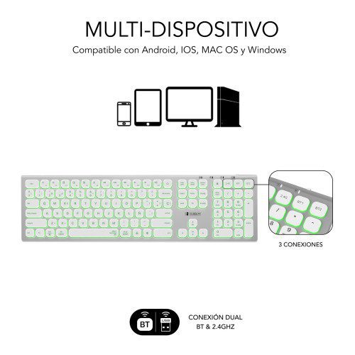 SUBBLIM Teclado Bluetooth/2.4G Master iluminado Ext P/B - Imagen 4
