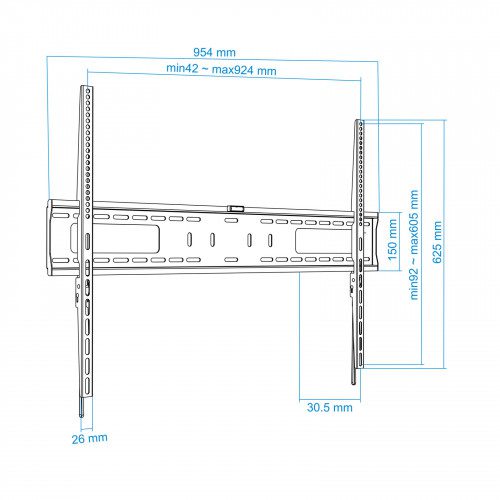TooQ Soporte de Pared para Monitor / TV LCD, Plasma de 60-100, Negro - Imagen 8