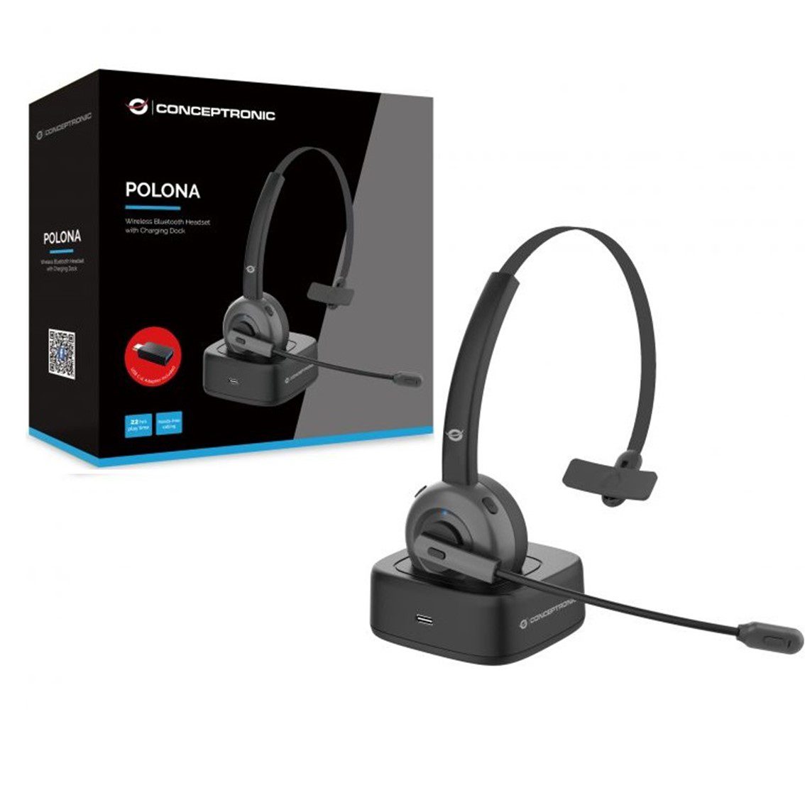 Auricular conceptronic bluetooth polona03bd con base de carga headset mono - Imagen 4