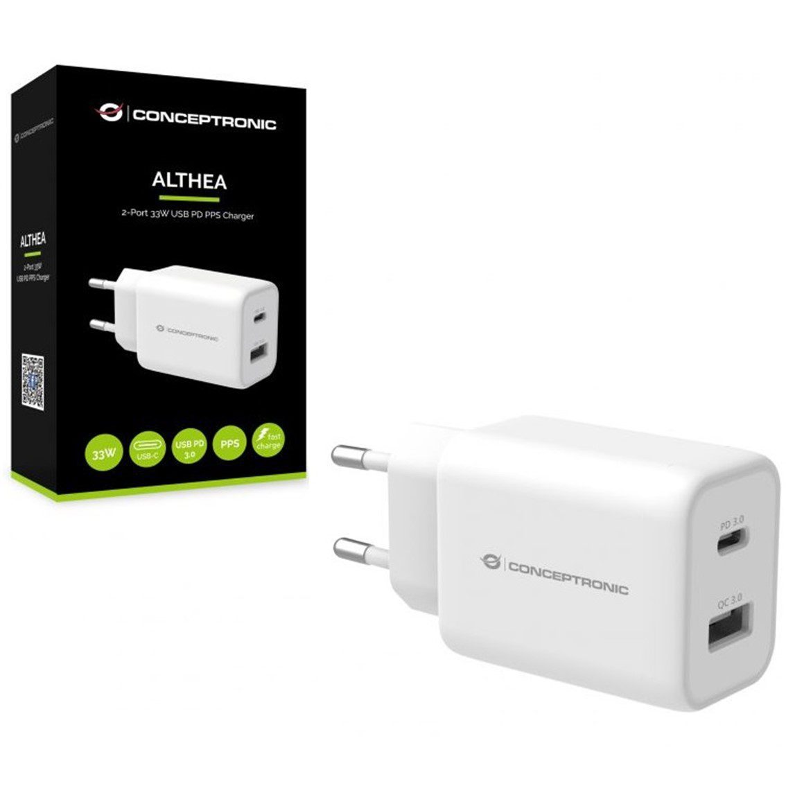 Cargador conceptronic carga rapida pd 1 puerto usb - a althea - 33w - blanco - Imagen 3